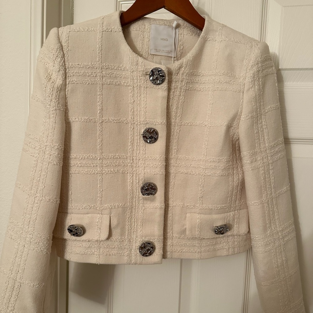 Mango lady jacket size xs color white with silver buttons
